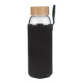 Bouteille d&#39;eau portable en verre borosilicaté avec couvercle en bambou
